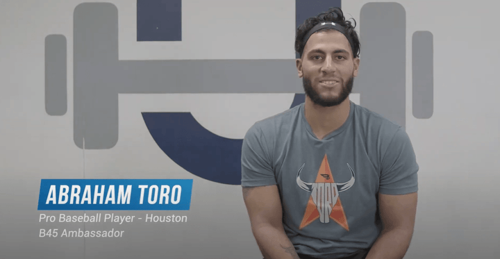 Baseball player Abraham Toro getting interviewed at his training gym