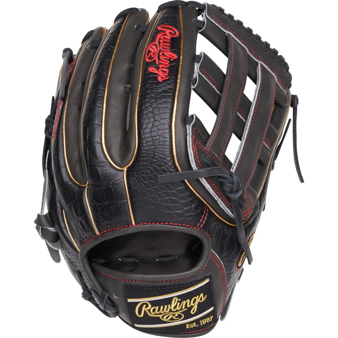 Rawlings Heart of the Hide Black Croc Leather Outfield