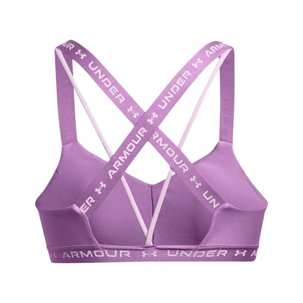 Womens sports bra with support Under Armour SEAMLESS LOW LONG BRA W purple