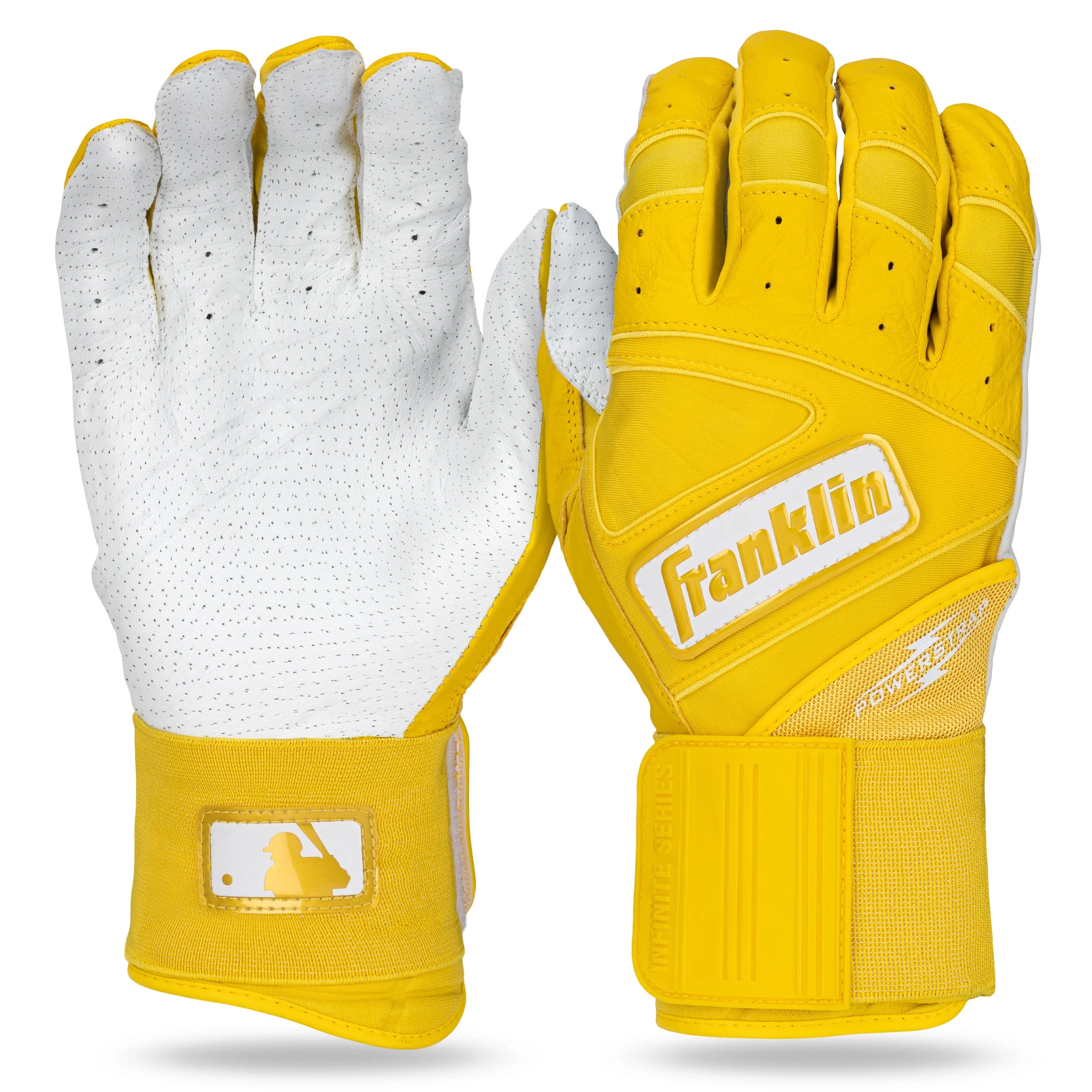 Gants De Frappe De Baseball MLB Powerstrap Infinite De Franklin Pour Senior - Blanc/Or | La Source du Sport Gants De Frappe De Baseball MLB Powerstrap Infinite De Franklin Pour Senior - Blanc/Or | La Source du Sport