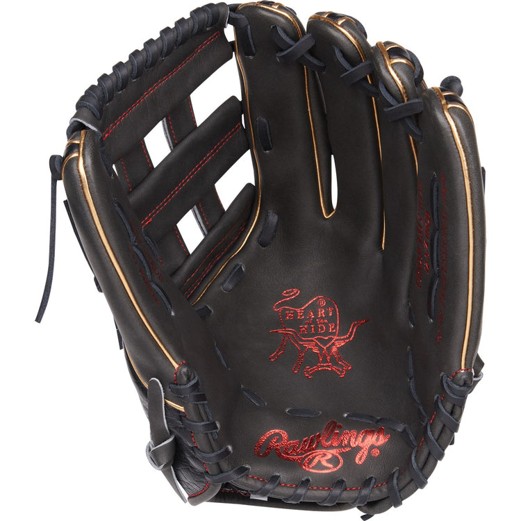 2025 Rawlings 12.75" Heart of the Hide Black Croc Leather Outfield Glove