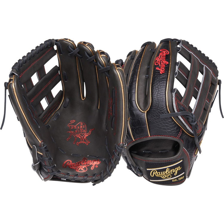 Rawlings Heart of the Hide Black Croc Leather Outfield