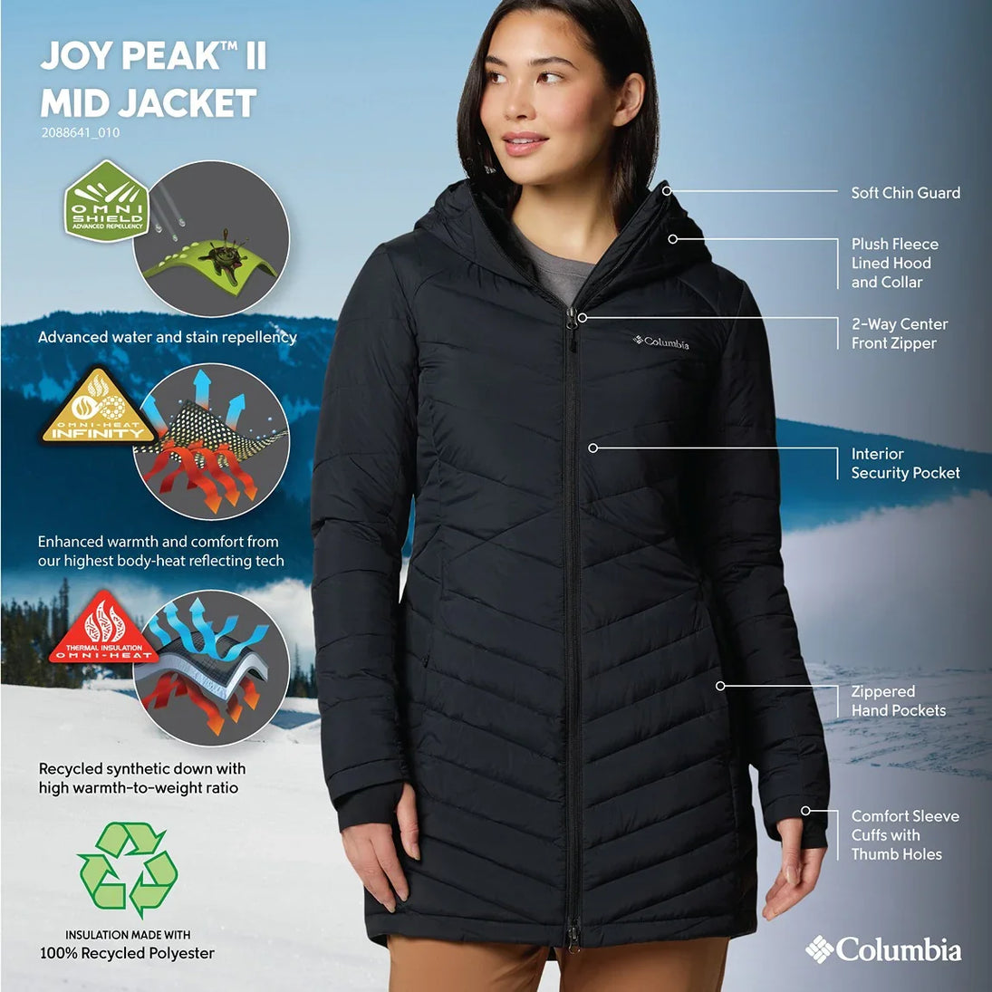 Columbia Joy Peak™ II Mid Hooded Jacket - Women - Sports Excellence