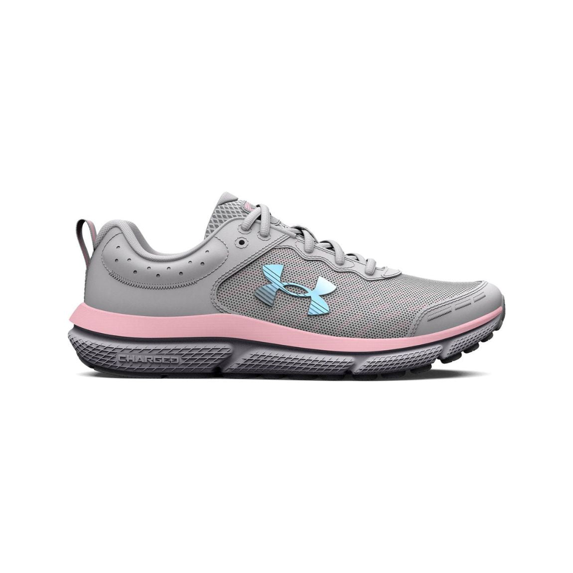 Grey and pink under armour shoes on sale