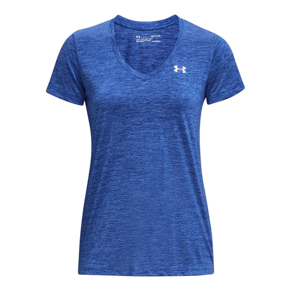 NEW Women Under Armour Twisted Tech Loose Gym Logo V-Neck T-Shirt